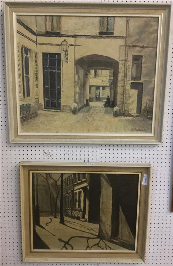 2 oils Chester Ward, street scenes Paris
